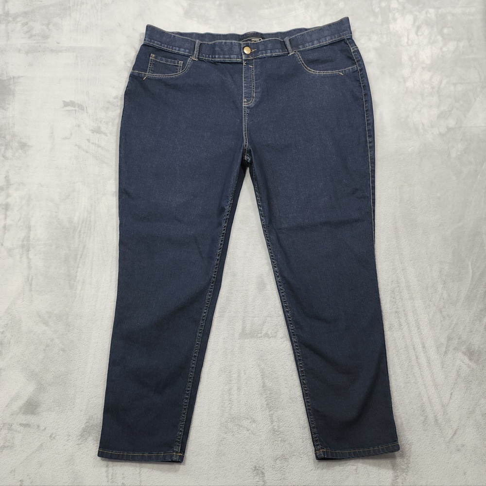 Venezia Jeans Womens 28 Blue Dark Wash High Rise Straight Stretch Denim Casual